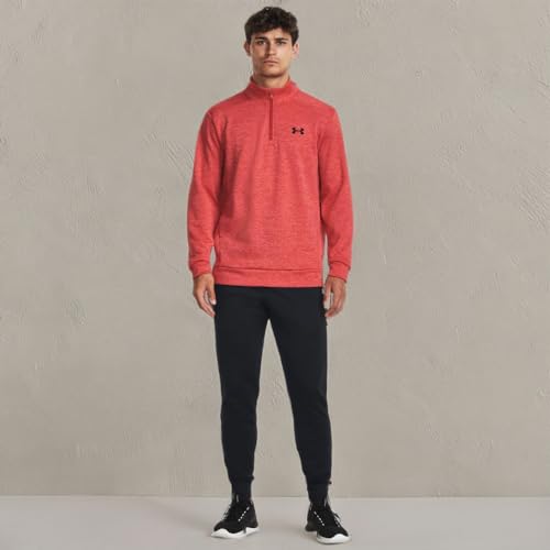 Under Armour mens Armour Fleece Twist Quarter Zip, (690) Venom Red / / Black, X-Large Tall