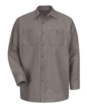 Red Kap Men's Size Industrial Work Shirt, Regular Fit, Long Sleeve, Grey, Large/Tall