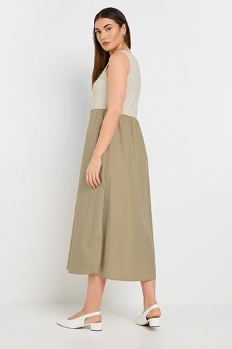 Long Tall Sally LTS Tall Jersey & Woven Mix Fabric Midi Dress Beige 4