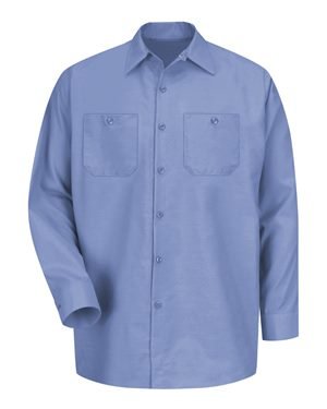 Red Kap Men's Size Industrial Work Shirt, Regular Fit, Long Sleeve, Light Blue, Medium/Tall