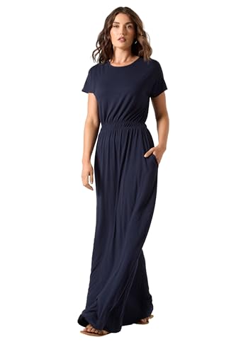 Long Tall Sally LTS Tall Shirred Waist Maxi Dress Navy 16