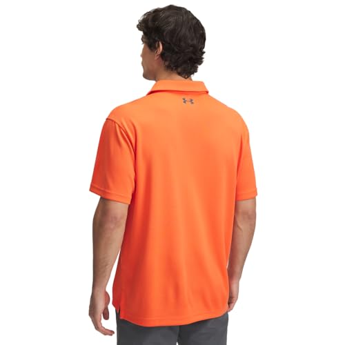 Under Armour Men's Tech Golf Polo, (847) Fire / / Pitch Gray, Large Tall