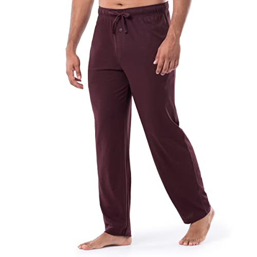 Fruit of the Loom Men's 1-Pack Extended Sizes Jersey Knit Sleep Pant (1 & 2 Packs), Dark Red, Large Tall