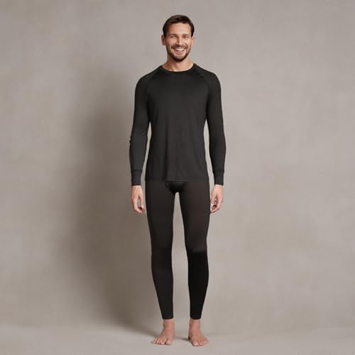 Lands' End Mens Stretch Thermaskin Crew Black Tall X-Large