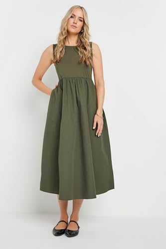 Long Tall Sally LTS Tall Jersey & Woven Mix Fabric Midi Dress Khaki 10