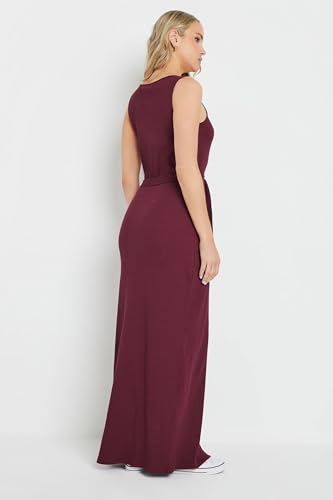 Long Tall Sally LTS Tall Women's Ribbed Button Through Maxi Dress Burgundy 14