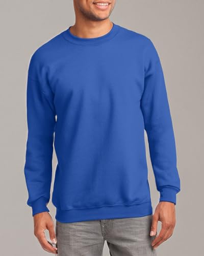 JustBlanks Fleece Sweatshirt for Men Tall Men’s Sweatshirt Crewneck Sweatshirt Relaxed-Fit Pullover Sweatshirt - Royal - 3XLT