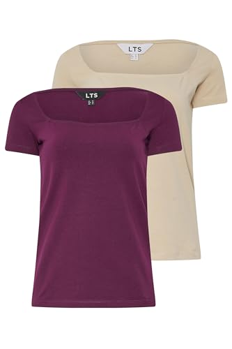 Long Tall Sally LTS Tall 2 Pack Fitted Square Neck Tops Beige 16