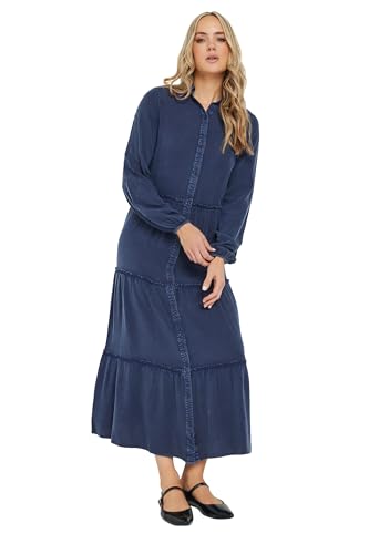 Long Tall Sally LTS Tall Acid Wash Tiered Dress Navy 12