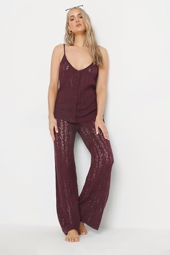 Long Tall Sally LTS Tall Pointelle Knit Wide Leg Pants Purple 12