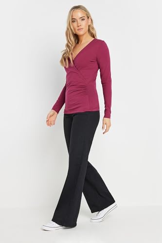 Long Tall Sally Lts Tall Long Sleeve Wrap Top Dark Pink 16