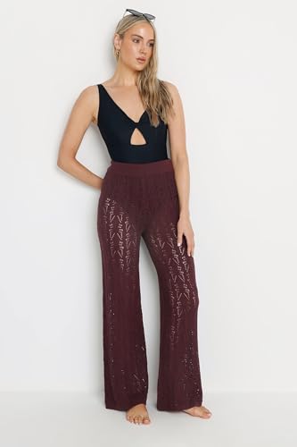 Long Tall Sally LTS Tall Pointelle Knit Wide Leg Pants Purple 16