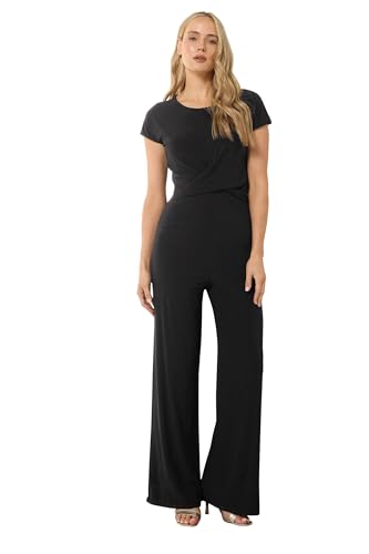 Long Tall Sally LTS Tall Twist Front Wide Leg Jumpsuit Black 12