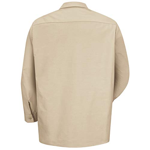 Red Kap Men's Size Industrial Work Shirt, Regular Fit, Long Sleeve, Light Tan, 2X-Large/Tall