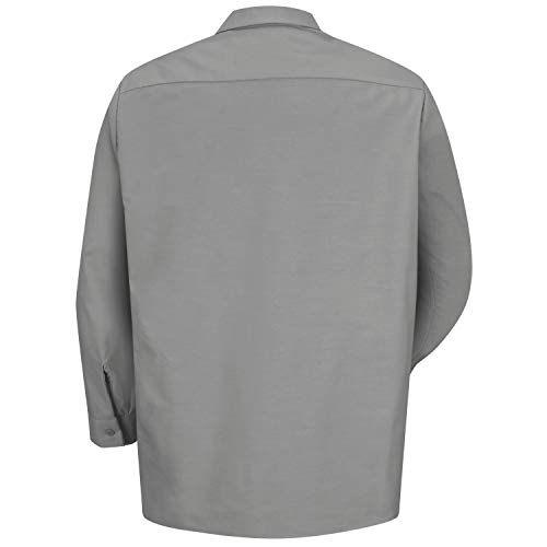 Red Kap Men's Size Industrial Work Shirt, Regular Fit, Long Sleeve, Light Grey, 5X-Large/Tall