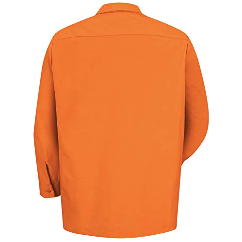Red Kap Men's Size Industrial Work Shirt, Regular Fit, Long Sleeve, Orange, X-Large/Tall