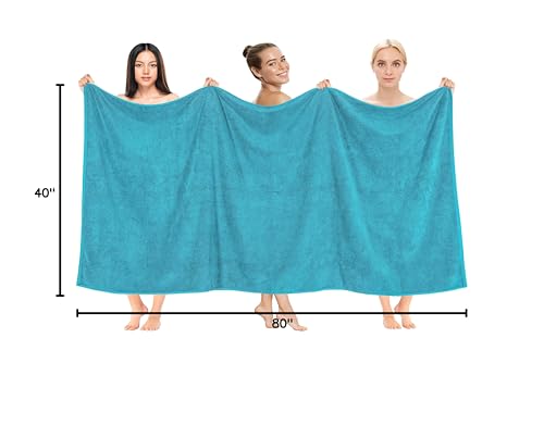 Cotton Paradise 100% Cotton 40x80 Oversized Bath Sheet, Extra Large Turkish Bath Towels for Bathroom, Aqua Blue Bathsheet