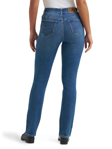 Lee Women's Ultra Lux Comfort with Flex Motion Straight Leg Jean, Blue Strain
