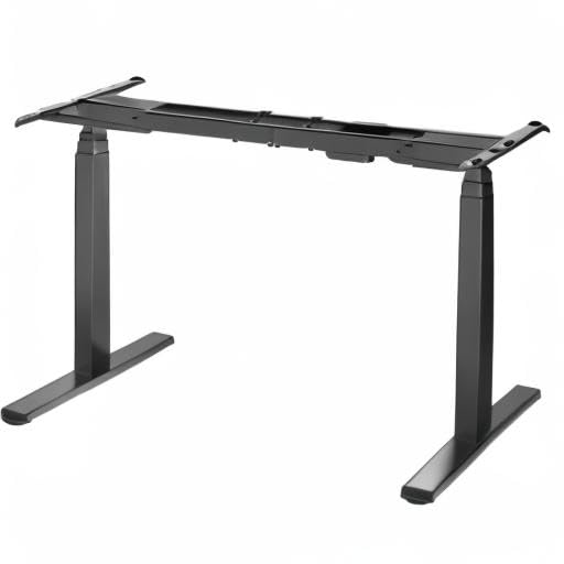 POUT TEKDEC Dual Motor 3-Stage Electric Adjustable Standing Computer Desk Base 24.4” - 51" Height for Home and Office (Black) - 51" Max Height