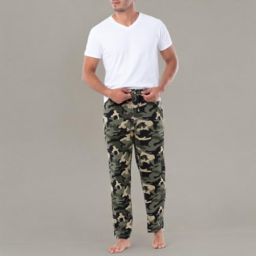 Fruit of the Loom Men's 1-Pack Extended Sizes Jersey Knit Sleep Pant (1 & 2 Packs), Camo, Large Tall