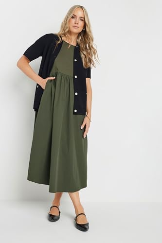Long Tall Sally LTS Tall Jersey & Woven Mix Fabric Midi Dress Khaki 16