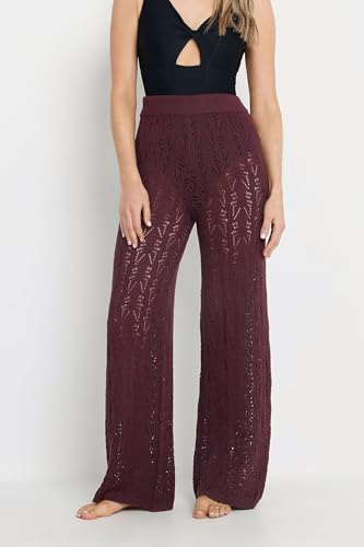 Long Tall Sally LTS Tall Pointelle Knit Wide Leg Pants Purple 10