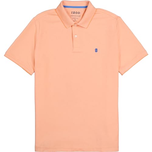 IZOD Mens Big And Tall Advantage Performance Short Sleeve Polo Shirt, Cantaloupe, 5X-Large Tall US