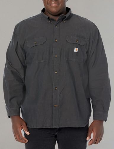 Carhartt Men's Loose Fit Midweight Chambray Long-Sleeve Shirt (Big & Tall), Black Chambray, Large Tall