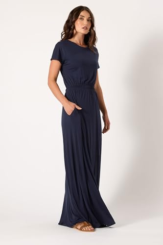 Long Tall Sally LTS Tall Shirred Waist Maxi Dress Navy 16