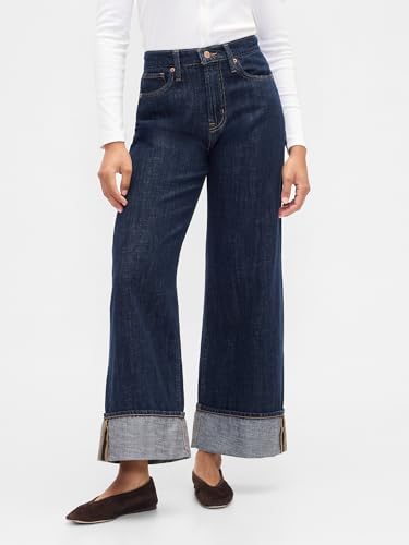 GAP Womens High Rise Wide Leg Jeans Dark Wash Indigo 119 29 Long