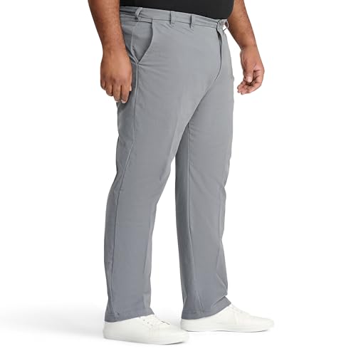 IZOD Men's Big and Tall Performance Stretch Flat Front Pant, Smoked Pearl, 40 36