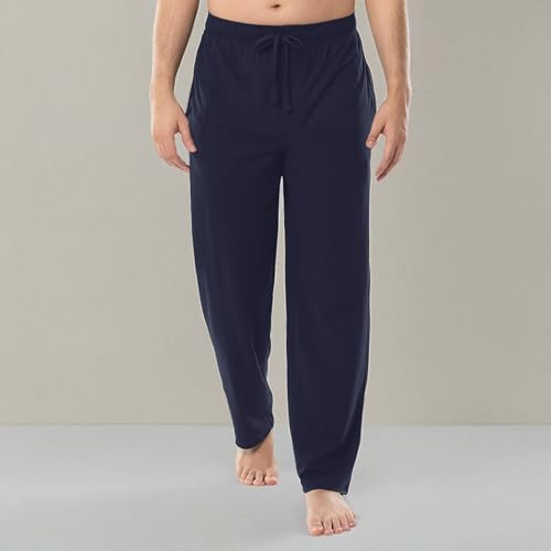 IZOD Men's Jersey Knit Sleep Pant, Navy, X-Large Tall