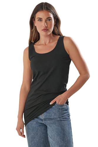 LTS MADE FOR GOOD Tall Black Cotton Longline Vest Top