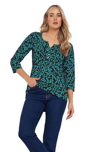 Long Tall Sally LTS Tall Abstract Cotton Henley Top Black 6