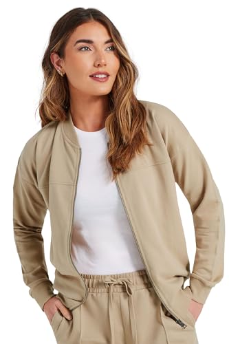 Long Tall Sally Lts Tall Jersey Cropped Bomber Jacket Stone 10