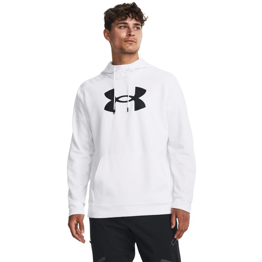 Under Armour mens Armour Fleece Big Logo Hoodie, (100) White / / Black, X-Large Tall
