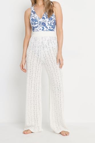 Long Tall Sally LTS Tall Pointelle Knit Wide Leg Pants Ivory 18