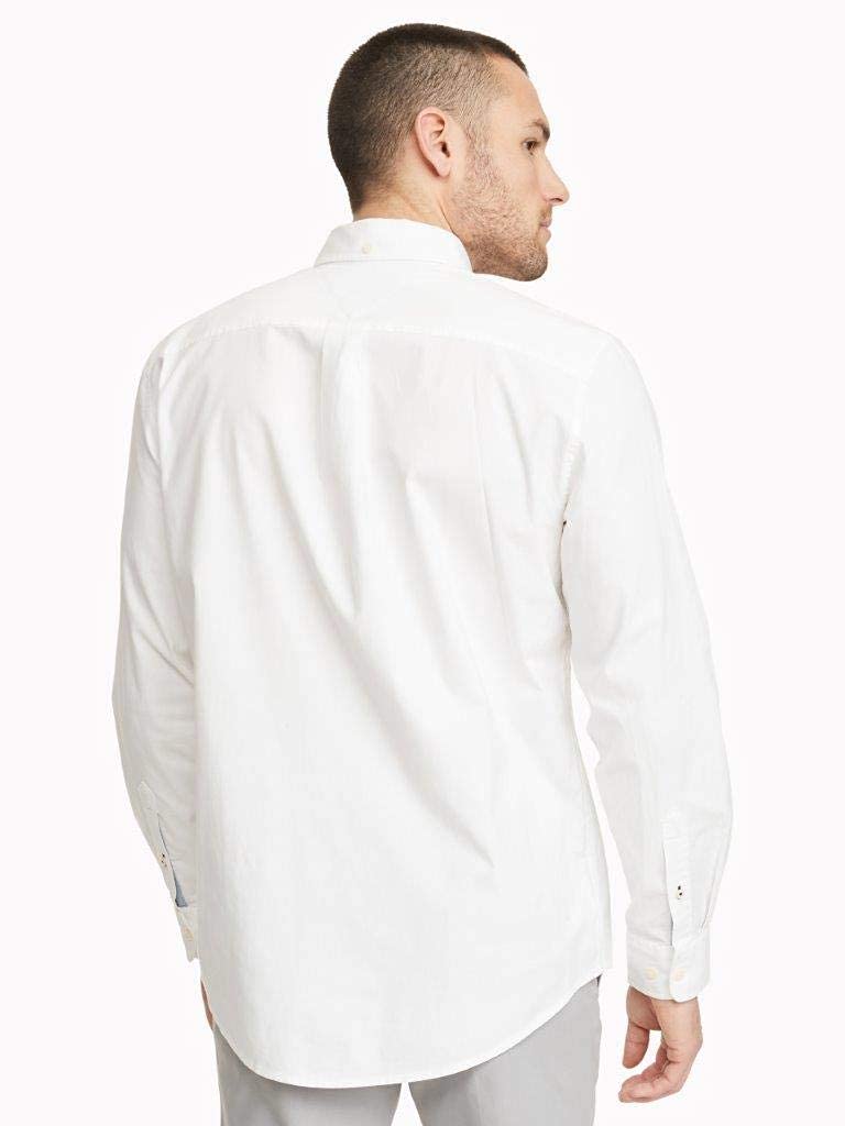 Tommy Hilfiger Men's Big and Tall Long Sleeve Button Down Shirt in Classic Fit Bright White