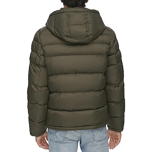 Tommy Hilfiger Men's Classic Hooded Puffer Jacket (Standard and Big & Tall), olive, X-Large Tall