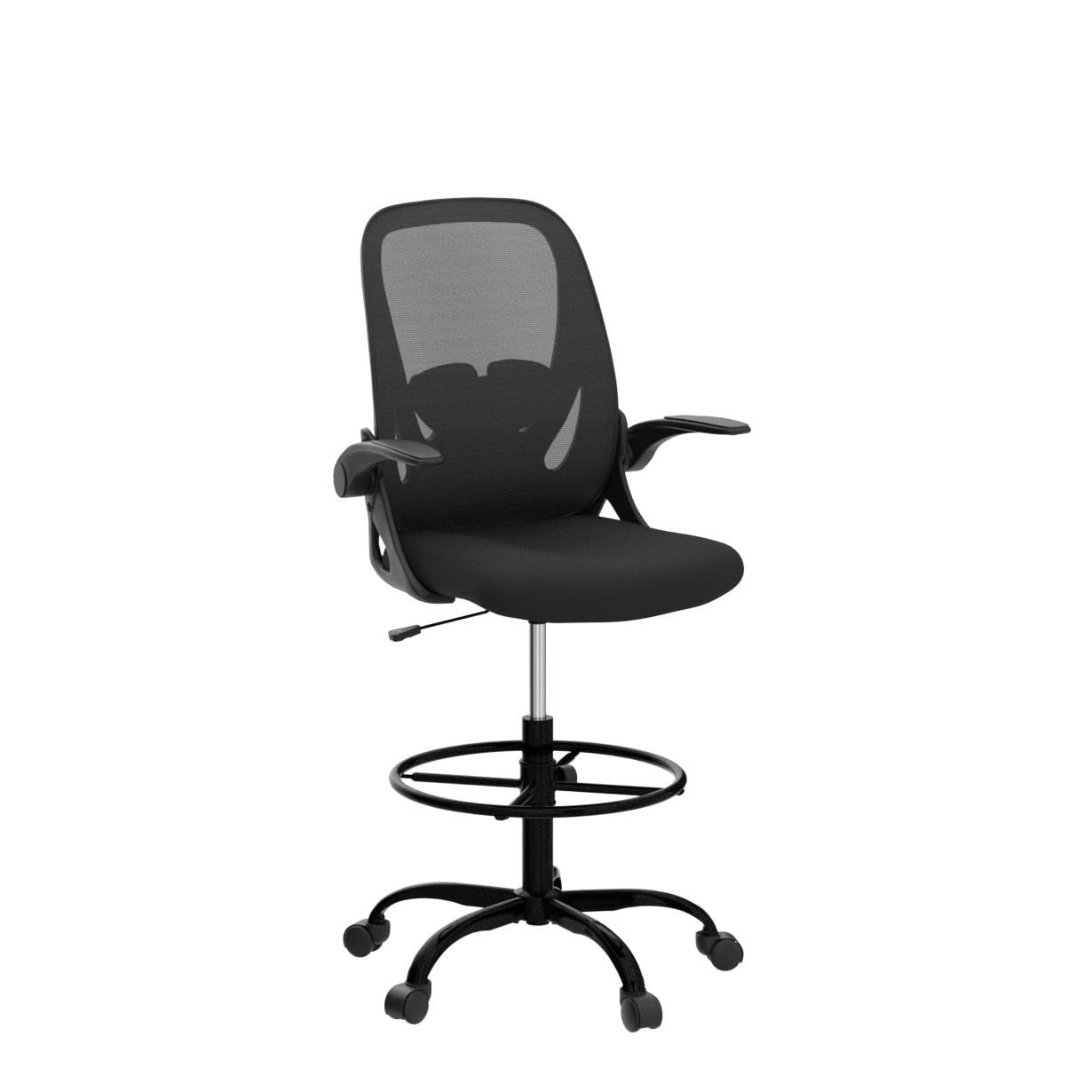 Tall Office Chair with Flip-up Armrests (20" - 28" seat height) - Ergonomic Computer Chair with Lumbar Support