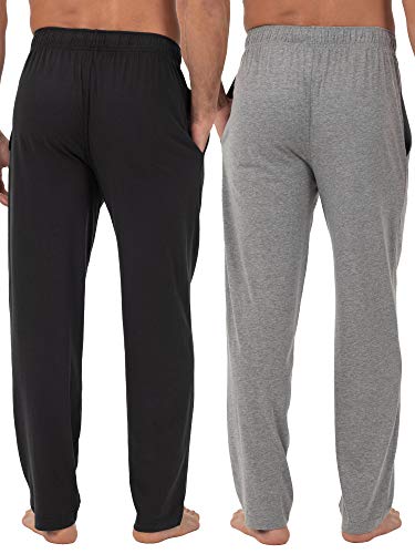Fruit of the Loom Men's Extended Sizes Jersey Knit Sleep Pant (1 & 2 Packs)Ebony/Ashed Heather, X-Large Tall