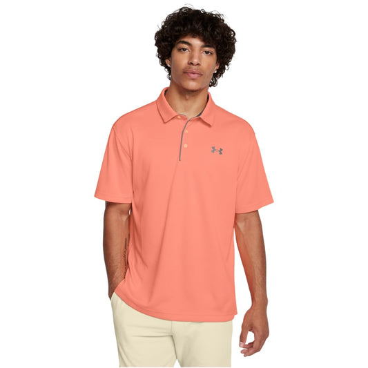 Under Armour Men's Tech Golf Polo, (897) Flare Orange/Pitch Gray/Halo Gray, X-Large Tall