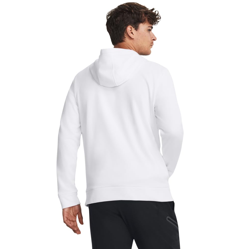 Under Armour mens Armour Fleece Big Logo Hoodie, (100) White / / Black, Large Tall