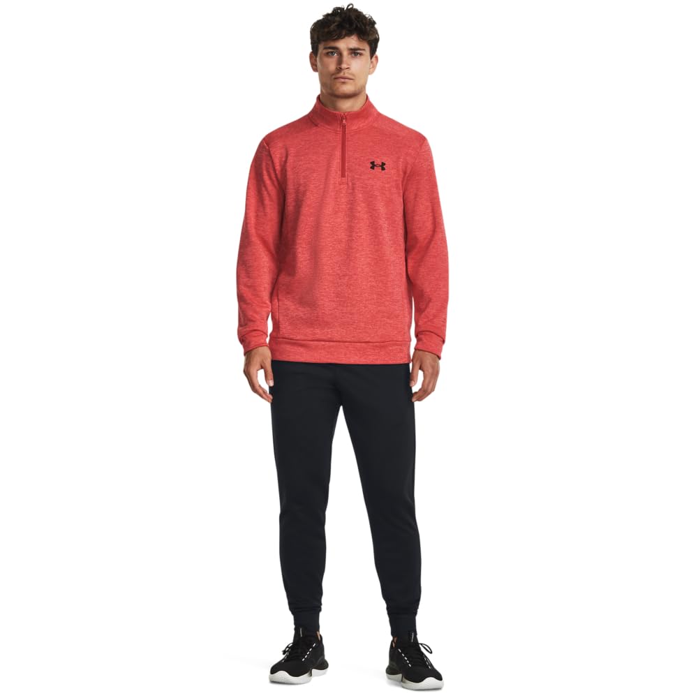 Under Armour mens Armour Fleece Twist Quarter Zip, (690) Venom Red / / Black, X-Large Tall