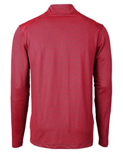 Cutter & Buck Virtue Eco Pique Micro Stripe Recycled Mens Big & Tall Quarter Zip, Red/Navy Blue
