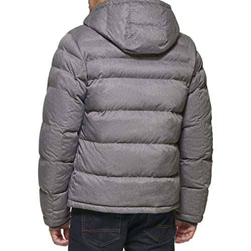 Tommy Hilfiger Men's Hooded Puffer Jacket, Heather Grey, XX-Large Tall