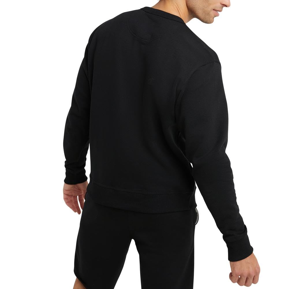 Champion Men's Crewneck Fleece Sweatshirt, Standard Fit, Midweight, Available in Regular and Big, Black-C Logo, 3X-Large Tall