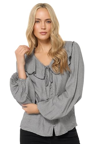 Long Tall Sally LTS Tall Cotton Gingham Check Collar Shirt Black 10