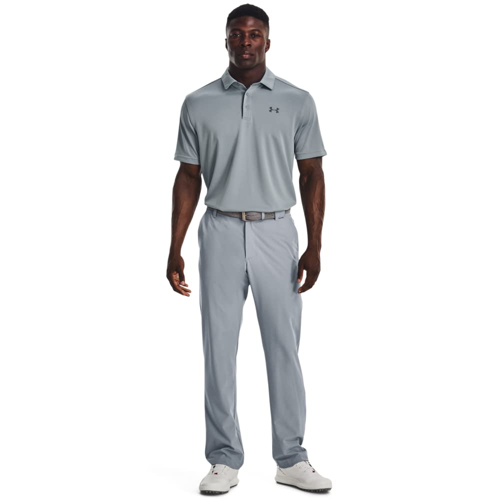 Under Armour Men's Tech Golf Polo, (465) Harbor Blue / / Pitch Gray, Small Tall