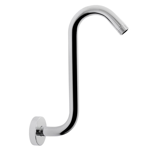 NearMoon S Shaped Shower Head Riser Pipe, Shower Extender Arm with Flange, Standard 1/2" Connection- Bathroom Accessory, 10 Inch (1 Pack, Chrome)